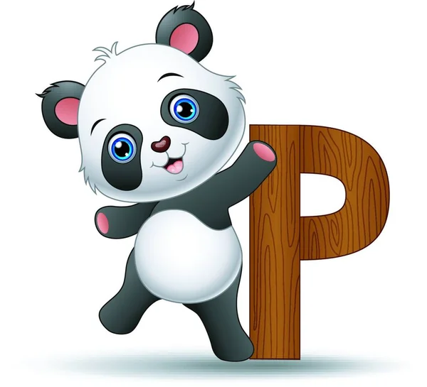 Ilustracja Alfabetu Kreskówki Panda — Wektor stockowy