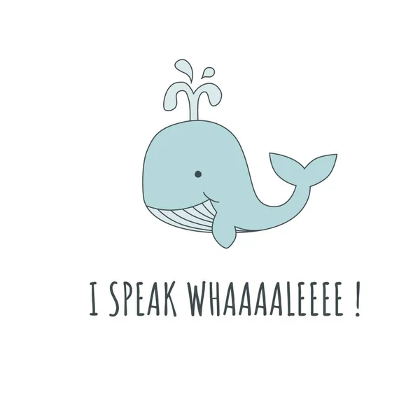 Shirt Ontwerp Met Speak Whale Belettering Voor Kinderen Babyprint — Stockvector