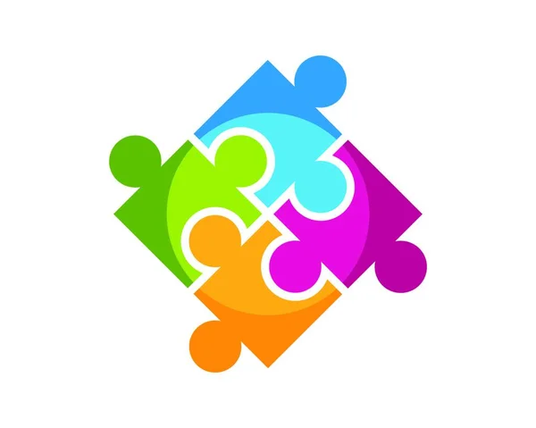 Puzzle Comunidade Rede Social Logotipo Ícone Ilustração Vetor — Vetor de Stock