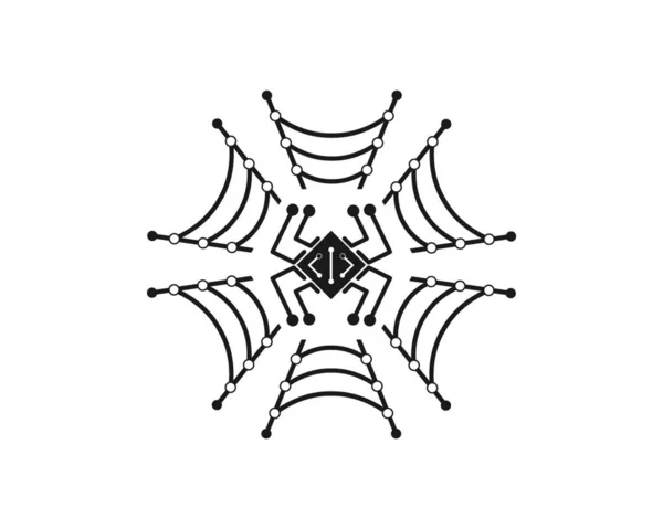 Spider Technology Logo Vektor Ikon Illustration Mall — Stock vektor