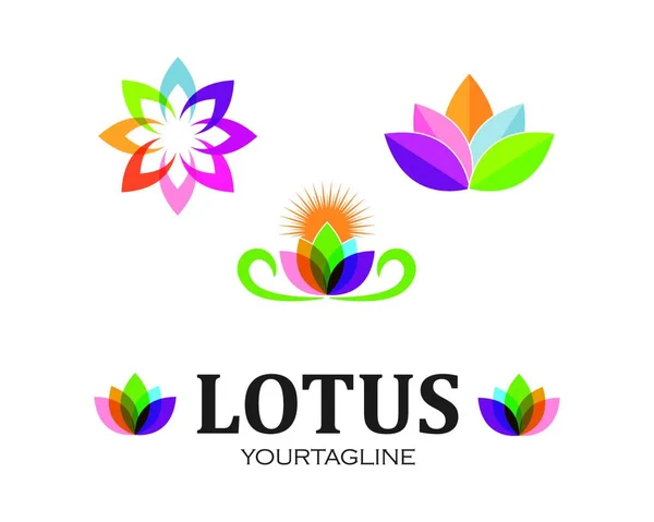 Plantilla Logotipo Diseño Flores Loto Ilustración Vectorial — Vector de stock