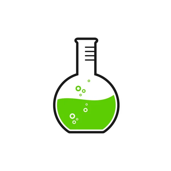 Vector Illustration Test Tube Green Liquid Flat Style — Stock Vector