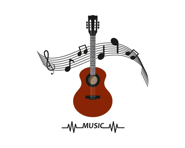 Icono Guitarra Logotipo Vector Ilustración Diseño Plantilla — Vector de stock