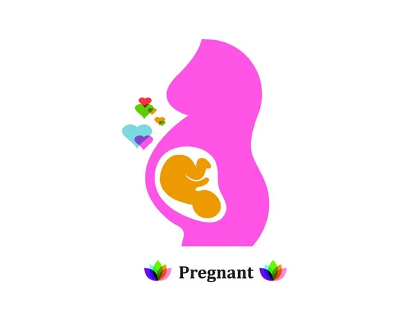 Belleza Mujeres Embarazadas Vector Icono Plantilla — Archivo Imágenes Vectoriales