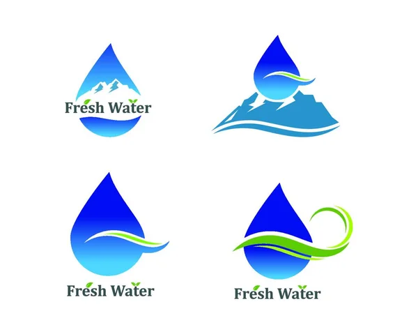 Water Drop Mountain Icon Logo Vector Illustration Water Business Design — Stock Vector