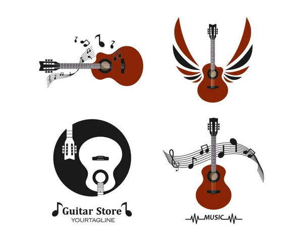 Gitarre Icon Logo Vektor Illustration Design Vorlage — Stockvektor
