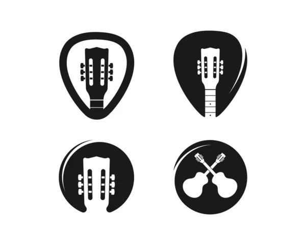 Ícone Guitarra Logotipo Vetor Ilustração Design Modelo — Vetor de Stock