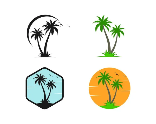 Palmera Icono Verano Viaje Logo Vector Ilustración Diseño — Vector de stock