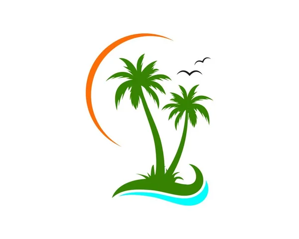 Palmera Icono Verano Viaje Logo Vector Ilustración Diseño — Vector de stock