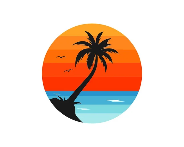 Palmera Icono Verano Viaje Logo Vector Ilustración Diseño — Vector de stock