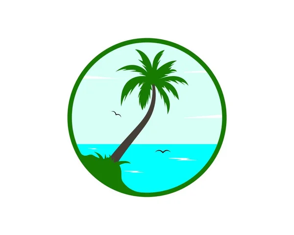 Icona Palma Estate Viaggio Logo Vettoriale Illustrazione Design — Vettoriale Stock