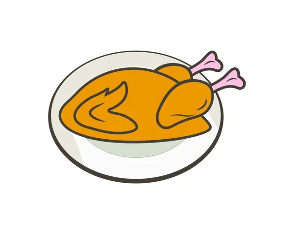 Kızarmış Tavuk Simgesi Logo Illüstrasyon Vektör — Stok Vektör