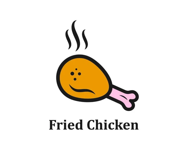 Stekt Kyckling Ikon Logotyp Illustration Vektor — Stock vektor