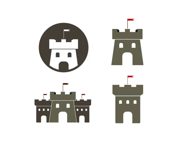 Ikona Ilustracja Logo Projekt Szablon Wektor Zamek — Wektor stockowy