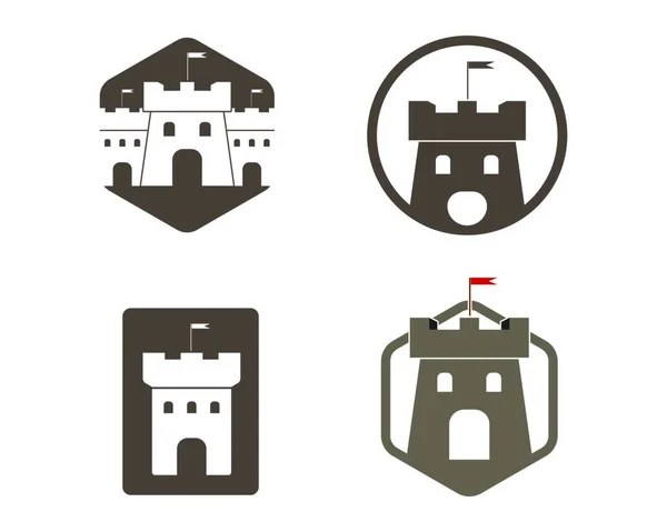 城堡标志图标矢量插图设计模板 — 图库矢量图片