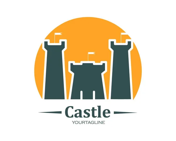 Castello Logo Icona Vettoriale Illustrazione Disegno Modello — Vettoriale Stock