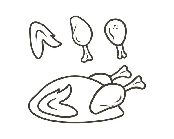 Pollo Fritto Icona Logo Illustrazione Vettore — Vettoriale Stock