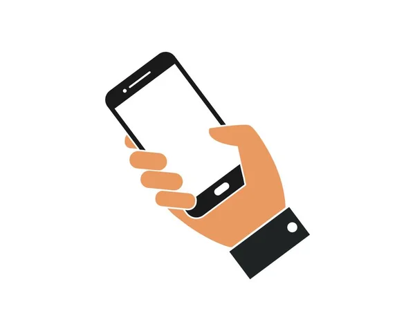 Smartphone Mano Logo Icona Vettoriale Illustrazione Design Template — Vettoriale Stock