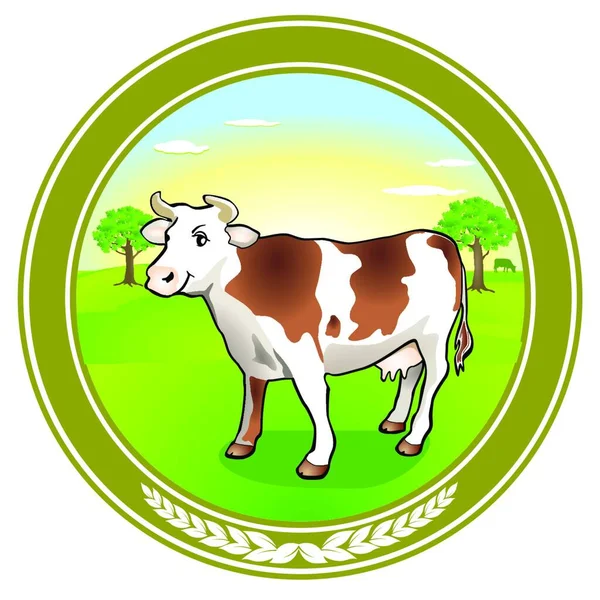Naklejka Emblematu Krowy Mlecznej Ilustracja Wektora — Wektor stockowy
