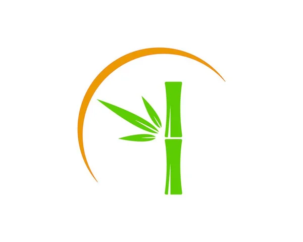 Bambù Con Foglia Verde Tuo Logo Icona Modello Vettoriale — Vettoriale Stock