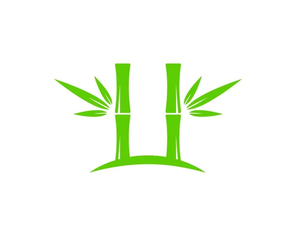 Bambù Con Foglia Verde Tuo Logo Icona Modello Vettoriale — Vettoriale Stock