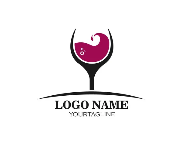 Vinho Vidro Logotipo Ícone Vetor Ilustração Design Modelo — Vetor de Stock