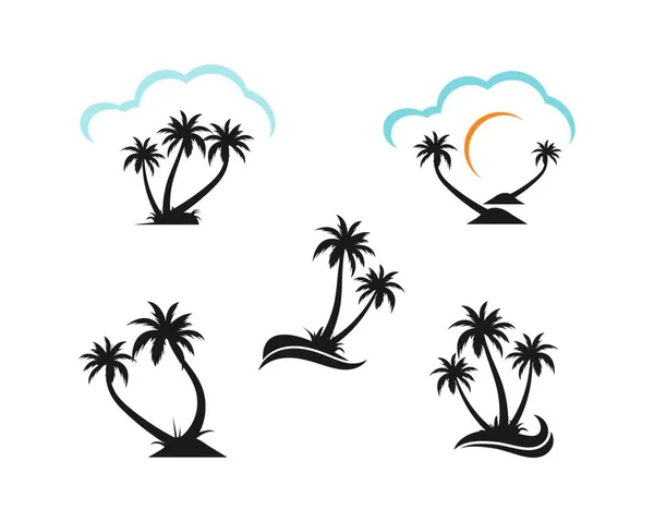 Palmera Icono Verano Viaje Logo Vector Ilustración Diseño — Vector de stock