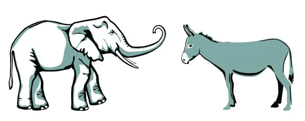 Burro Elefante Símbolos Partidários Dos Republicanos Democratas — Vetor de Stock