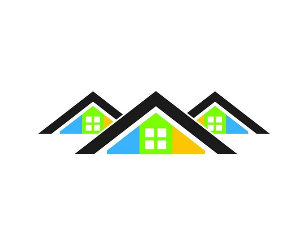 Dům Bulding Barva Logo Ikona Vektor Návrh Ilustrace — Stockový vektor