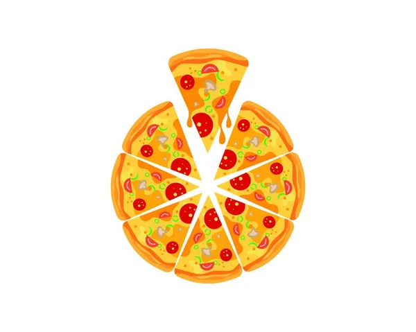 Pizza Ikona Logo Ilustrace Vektorový Design — Stockový vektor