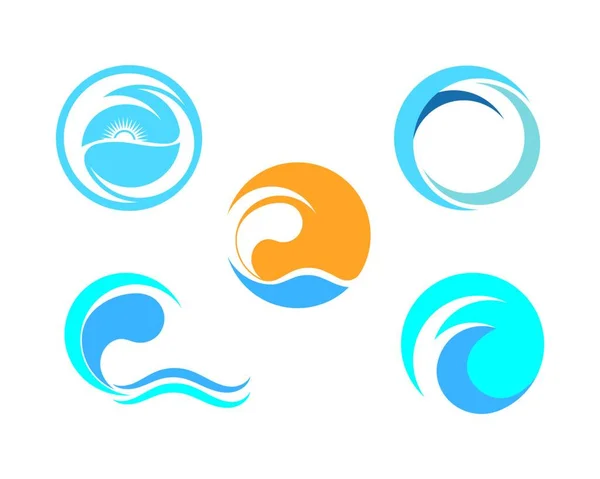 水波のシンボルとアイコンロゴテンプレートベクトル — ストックベクタ