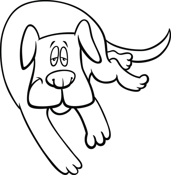 Schwarz Weißer Cartoon Illustration Des Lustigen Schläfrigen Hundes Comic Animal — Stockvektor