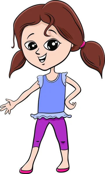 かわいい小学生や就学前の女の子の漫画のイラスト漫画のキャラクター — ストックベクタ