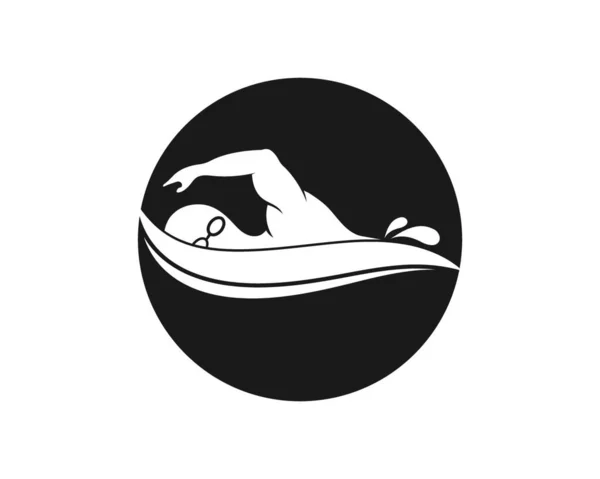 Yüzme Simgesi Logo Vektör Illüstrasyon Tasarım Şablonu — Stok Vektör
