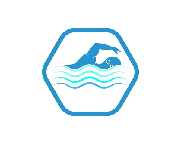 水泳アイコンロゴベクトルイラストデザインテンプレート — ストックベクタ