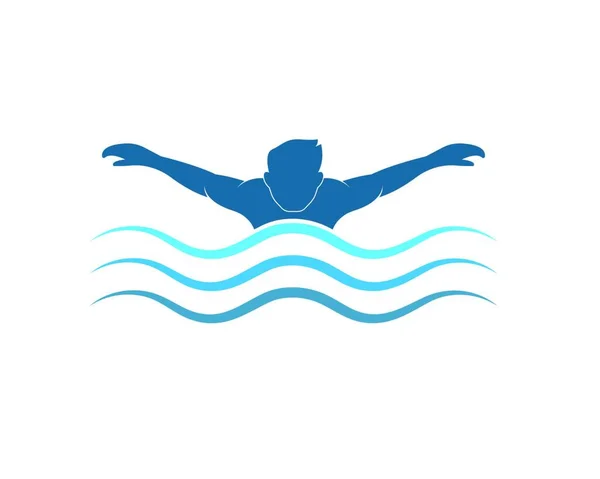Simning Ikon Logo Vektor Illustration Designmall — Stock vektor
