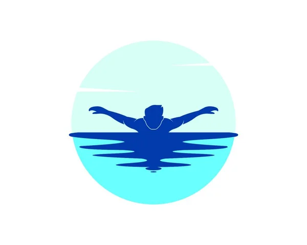 Κολύμπι Εικονίδιο Λογότυπο Διάνυσμα Εικόνα Σχέδιο Πρότυπο — Διανυσματικό Αρχείο