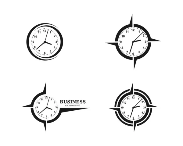Horloge Temps Logo Icône Illustration Conception Vecteur — Image vectorielle