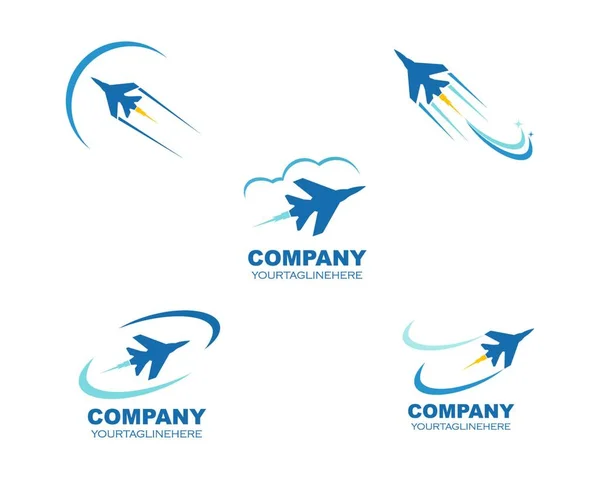 Jet Plano Logo Vector Icono Ilustración Diseño Plantilla — Vector de stock