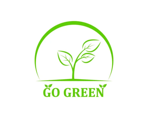 Зеленый Лист Экологии Природный Элемент Векторный Значок Идти Зеленый Дизайн — стоковый вектор