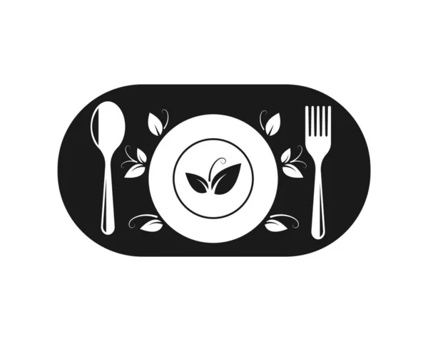 Vegetarian Icon Logo Vector Illustration Design — Stock Vector