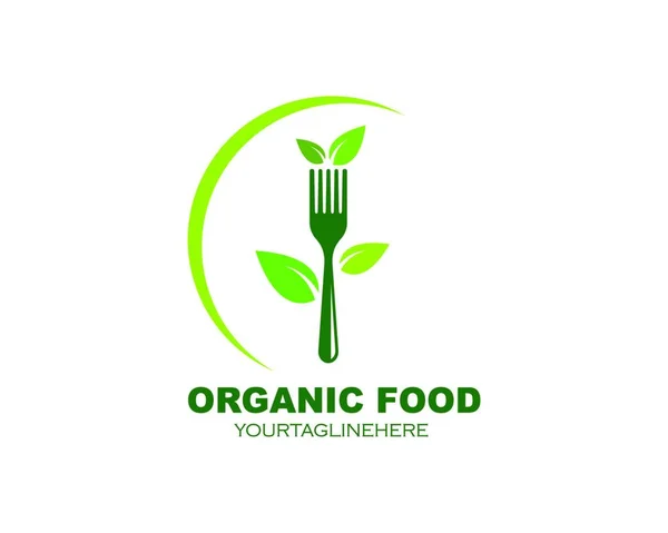 Ícone Vegetariano Logotipo Design Ilustração Vetorial — Vetor de Stock