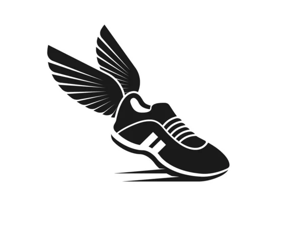 Бегущая Обувь Иконка Логотипа Векторной Иллюстрации Шаблон Дизайна — стоковый вектор