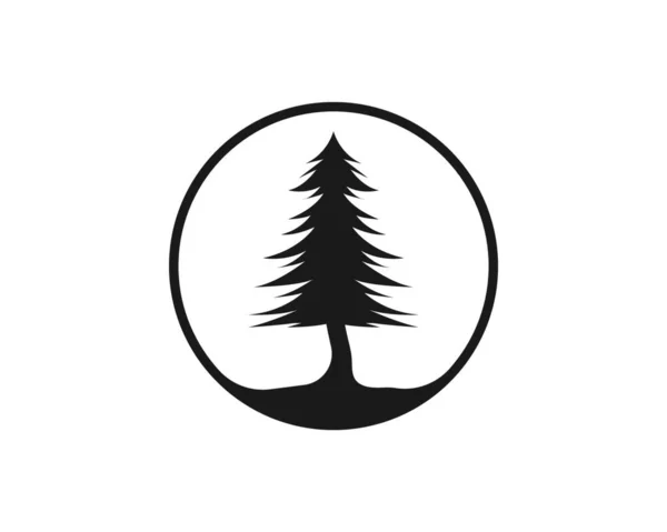 Pines Ağaç Vektör Illüstrasyon Tasarım Şablonu — Stok Vektör