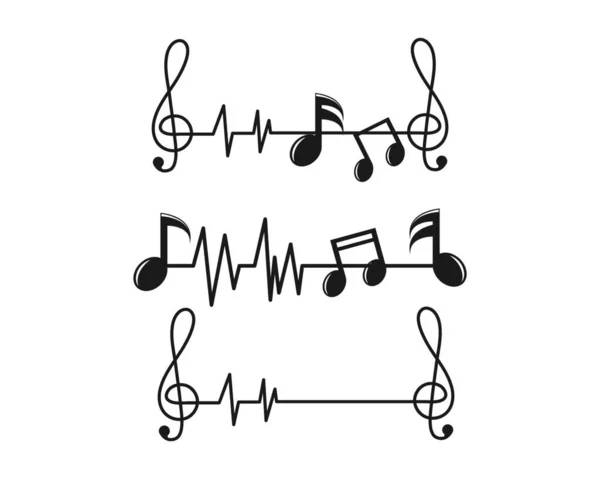 Musik Notiz Pulslinie Equaizer Und Soundeffekt Illustration Logo Vektor Icon — Stockvektor