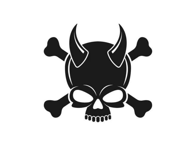 Crânio Osso Logotipo Vetor Ilustração Design —  Vetores de Stock