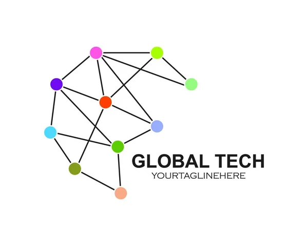 Tecnología Global Logotipo Icono Vector Ilustración Diseño Plantilla — Vector de stock
