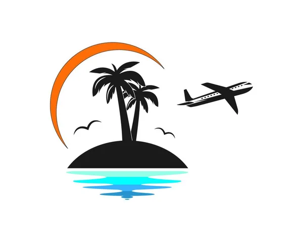 Palmera Icono Verano Viaje Logo Vector Ilustración Diseño — Vector de stock