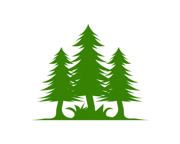 Dennen Bomen Vector Illustratie Ontwerp Template — Stockvector