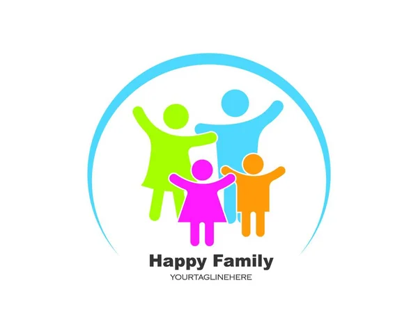 Símbolo Familia Feliz Icono Logotipo Plantilla Diseño — Archivo Imágenes Vectoriales